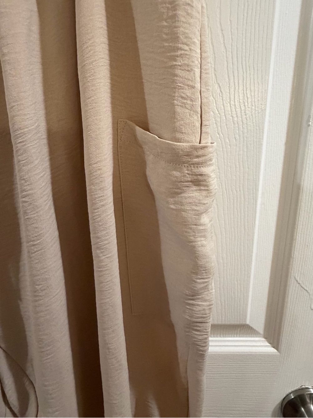 Beige Wide-Leg Drawstring Pants - Picture 2 of 9